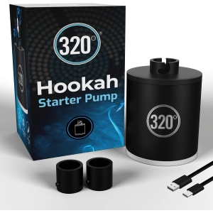 320º Hookah Shisha Pump 1300 mAh Rechargeable Battery - Electric Air Pump with Led Light Shisha Pump Starter - Universal Shisha Hookah Starter Kit Helper - Shisha Hookah Starter Vacuum - Nicotine Free