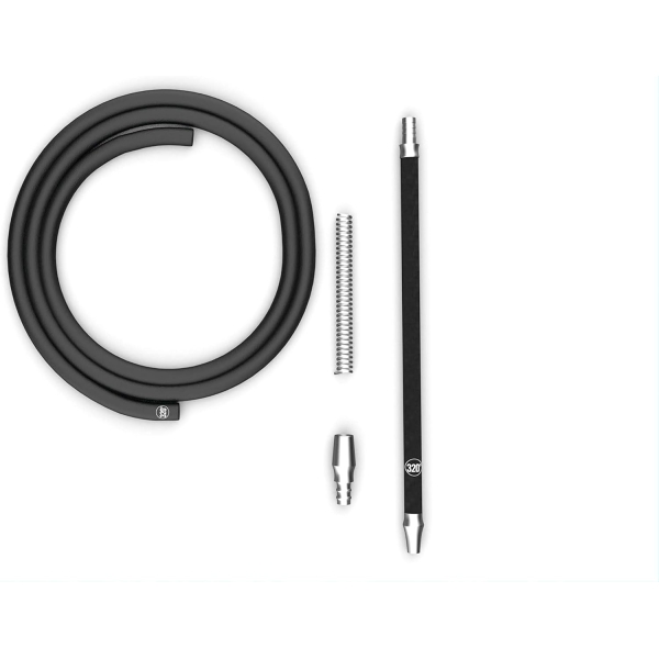 320° Hookah Shisha Carbon Handle Mouthpiece and Silicone Hose Pipe Set (Black Carbon) - Nicotine Free - Image 2