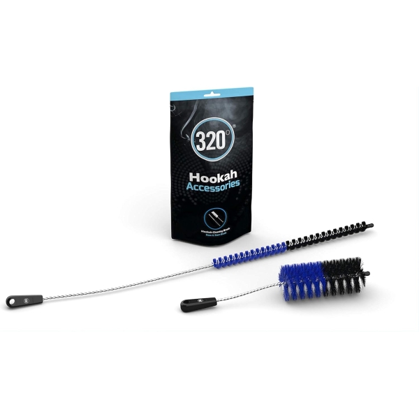320° Hookah Shisha Base and Stem Cleaning Brush - Black & Blue - Nicotine Free!