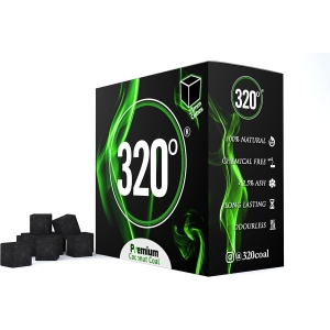 320° 2 kg Premium Shisha Hookah Coconut Charcoal Coal (27mm Cubes) for BBQ - 104 Cubes - NICOTINE FREE!