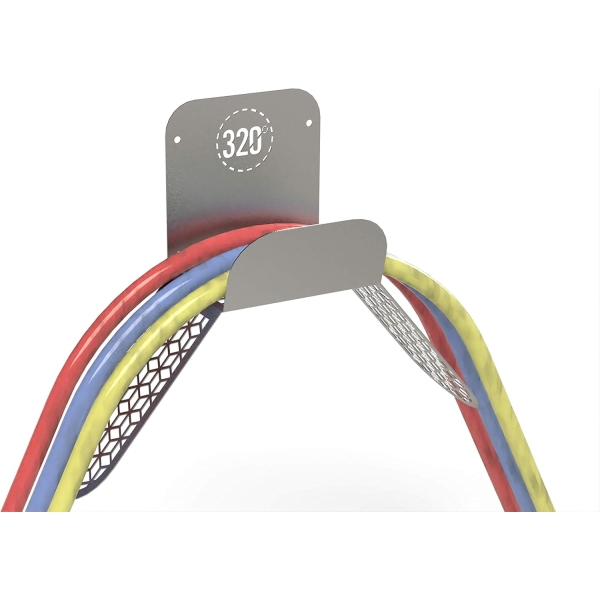 320° Wall Mount Hose Pipe Holder - Silver Metal - Image 2