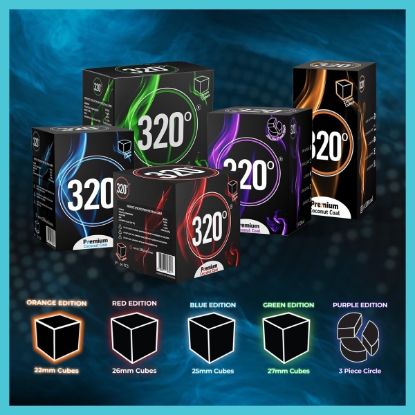 320º Premium Coconut Shisha Charcoal Coal (22mm Cubes) for Hookah BBQ 1 kg - 96 Pieces - Nicotine Free - Image 6