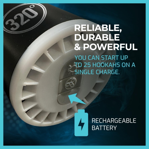 320º Hookah Shisha Pump 1300 mAh Rechargeable Battery - Electric Air Pump with Led Light Shisha Pump Starter - Universal Shisha Hookah Starter Kit Helper - Shisha Hookah Starter Vacuum - Nicotine Free - Image 6
