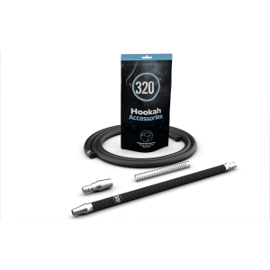 320° Hookah Shisha Carbon Handle Mouthpiece and Silicone Hose Pipe Set (Black Carbon) - Nicotine Free