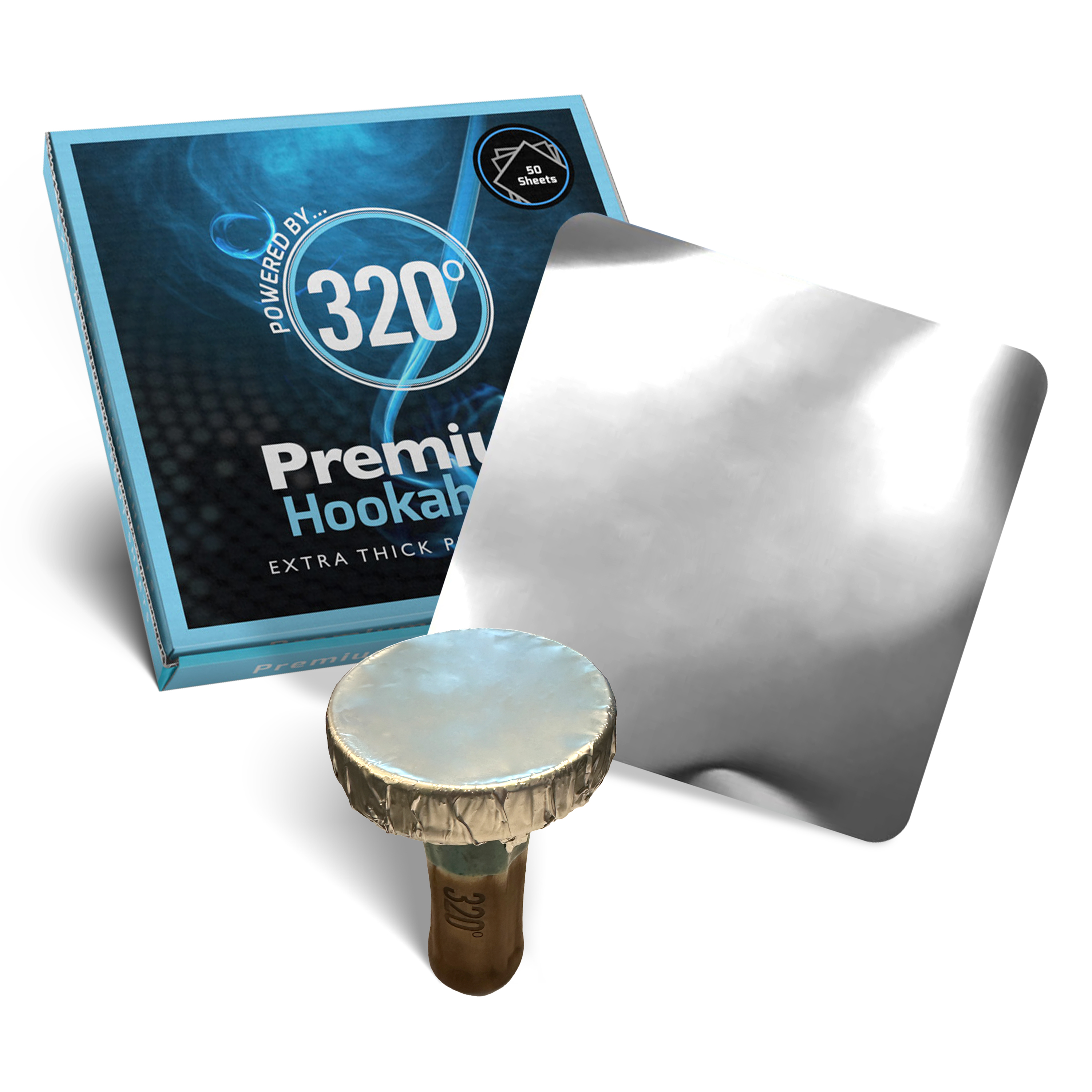 320 Foil Sheets Shisha Hookah - 40 Micron thick - 50 sheet - Not Pre Holed