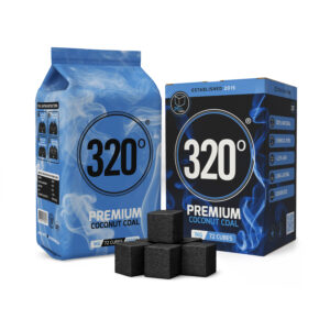 320° Coconut Shisha Charcoal Coal (25mm Cubes) for Hookah BBQ 1 kg - 72 Cubes