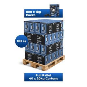 320° 800 KG Coconut Shisha Charcoal Coal (25mm Cubes) for Hookah BBQ - Full Pallet - 40 x 20kg Cartons