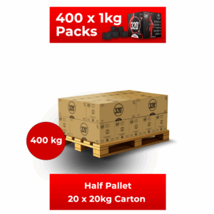 320° 400 KG Premium Coconut Shisha Charcoal Coal (26mm Cubes) for Hookah BBQ – Half Pallet – 20 x 20kg Cartons