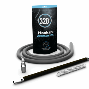 320° Hookah Shisha Carbon Handle Mouthpiece and Silicone Hose Pipe Set (Gold Carbon)