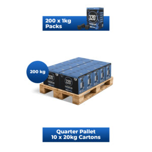 320° 200 KG Shisha Hookah Charcoal (25mm Cubes) – Quarter Pallet – 10 x 20kg Cartons