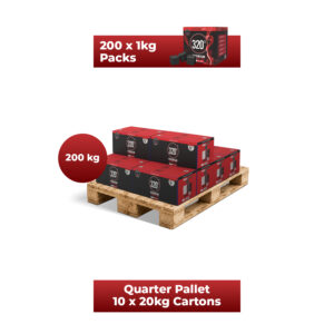 320° 200 KG Premium Coconut Shisha Charcoal Coal (26mm Cubes) for Hookah BBQ – Quarter Pallet – 10 x 20kg Cartons