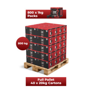 320° 800 KG Premium Coconut Shisha Charcoal Coal (26mm Cubes) for Hookah BBQ – Full Pallet – 40 x 20kg Cartons