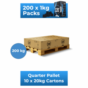 320° 200 KG Shisha Hookah Charcoal (25mm Cubes) – Quarter Pallet – 10 x 20kg Cartons
