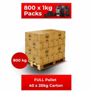 320° 800 KG Premium Coconut Shisha Charcoal Coal (26mm Cubes) for Hookah BBQ – Full Pallet – 40 x 20kg Cartons