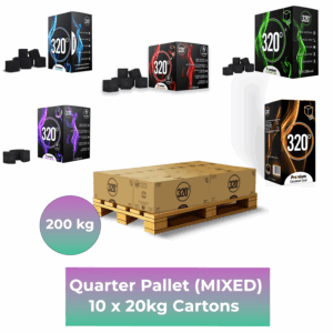 320° 200 KG Coconut Shisha Charcoal Coal MIXED PALLET - Quarter Pallet - 10 x 20kg Cartons