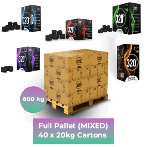 320° 800 KG Coconut Shisha Charcoal Coal MIXED PALLET - Full Pallet - 40 x 20kg Cartons